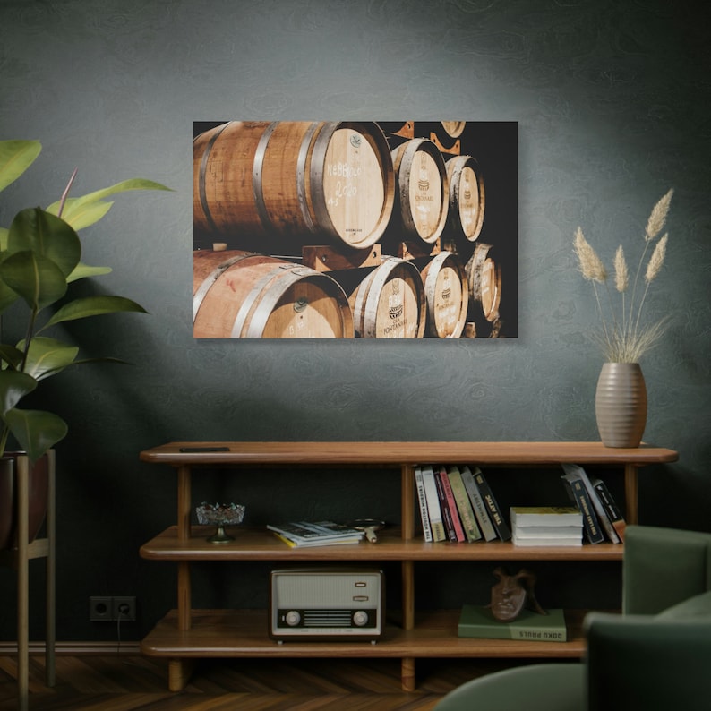 Matte Canvas Stretched 1.25 Wall Art Home Décor Print Abstract Art Living Room Wall Hanging Bourbon Barrel image 2