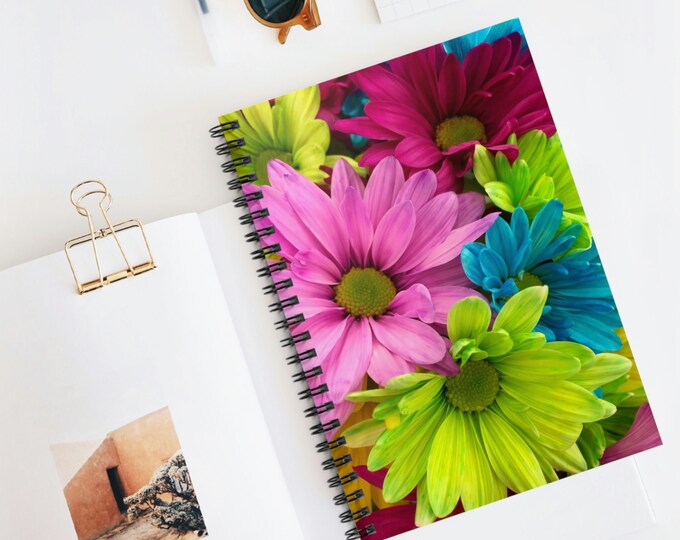 Colorful Flower Spiral Ruled Line Notebook | Spiral Notebooks | Journal | Growth | Self-Care Diary | Spiral Journal | Kids Notebook