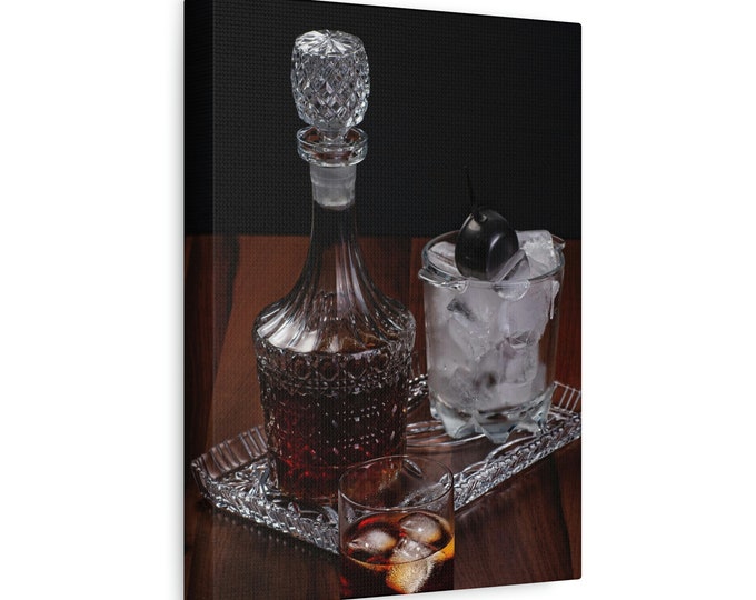 Matte Canvas | Stretched | 1.25" | Wall Art | Home Décor | Print | Abstract Art | Living Room | Wall Hanging | Bourbon | Glass