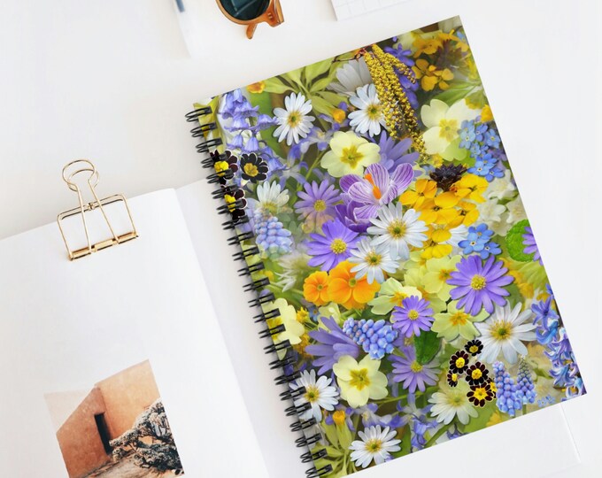 Colorful Flower Spiral Ruled Line Notebook | Spiral Notebooks | Journal | Growth | Self-Care Diary | Spiral Journal | Kids Notebook