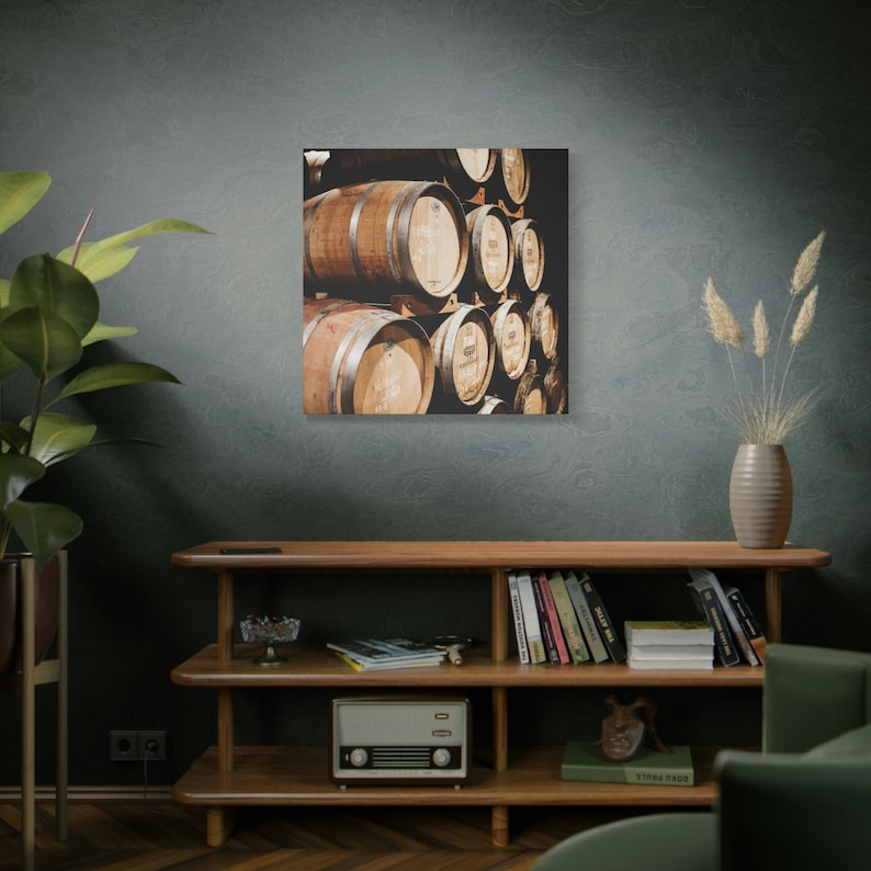 Matte Canvas Stretched 1.25 Wall Art Home Décor Print Abstract Art Living Room Wall Hanging Bourbon Barrel image 1