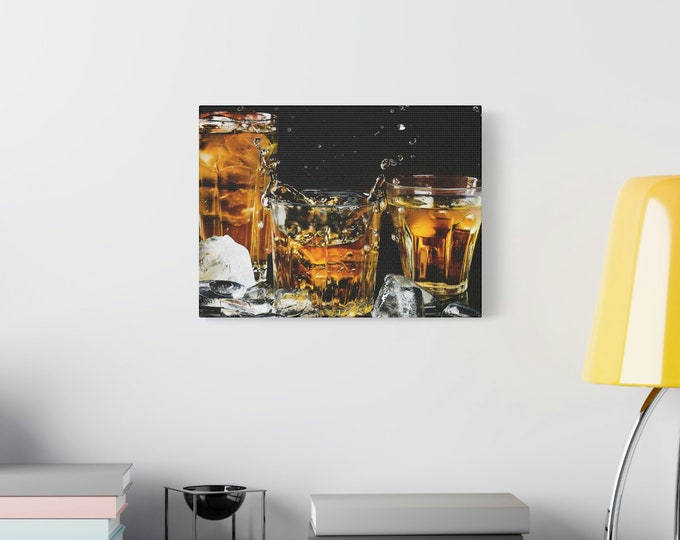 Matte Canvas | Stretched | 1.25" | Wall Art | Home Décor | Print | Abstract Art | Living Room | Wall Hanging | Bourbon | Glass