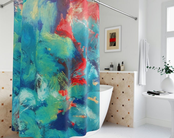 Abstract Polyester Shower Curtain