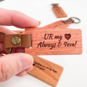 UR My Love Gift Eco-Friendly Keychain Wood-burned Keychain Wood Grain Organic Keychain Wooden Gift Idea Personalized Gift