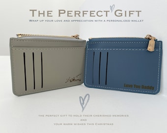 Personalized PU Leather Slim Wallet: Card Holder Coin Pouch for holidays and birthdays gift
