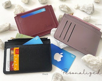 Personalized PU Leather Slim Wallet: Card Holder Coin Pouch for holidays and birthday