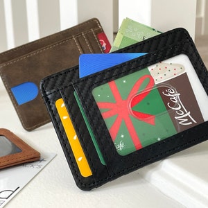 Gepersonaliseerde cadeau voor vriend Slanke portemonnee kaarthouder voor mannen Slanke aangepaste kaarthouder cadeau voor vaderdag Portemonnee leren portemonnee voor hem