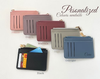 Personalized PU Leather Slim Wallet Women's Card Holder Coin Pouch for holidays