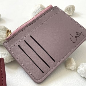 Unisex Slim Minimalist Personalisierte Brieftasche Kartenhalter mit Reißverschluss Brieftasche Geschenk Benutzerdefinierte kleine Beutel Brieftasche für Frauen Weihnachtsgeschenk