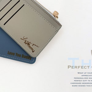 Personalisierte schlanke Brieftasche für Frauen - Kompakter Kartenetui mit Reißverschluss, benutzerdefiniertes Brieftaschengeschenk, hält 8 Karten, perfektes Geschenk für Sie