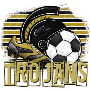 Black and Gold Trojans Soccer PNG Digital Download