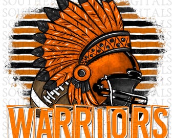 Orange and Black Warriors PNG Digital Download