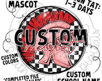 Custom School Spirit Checkered Mascot Design PNG Digital Download File