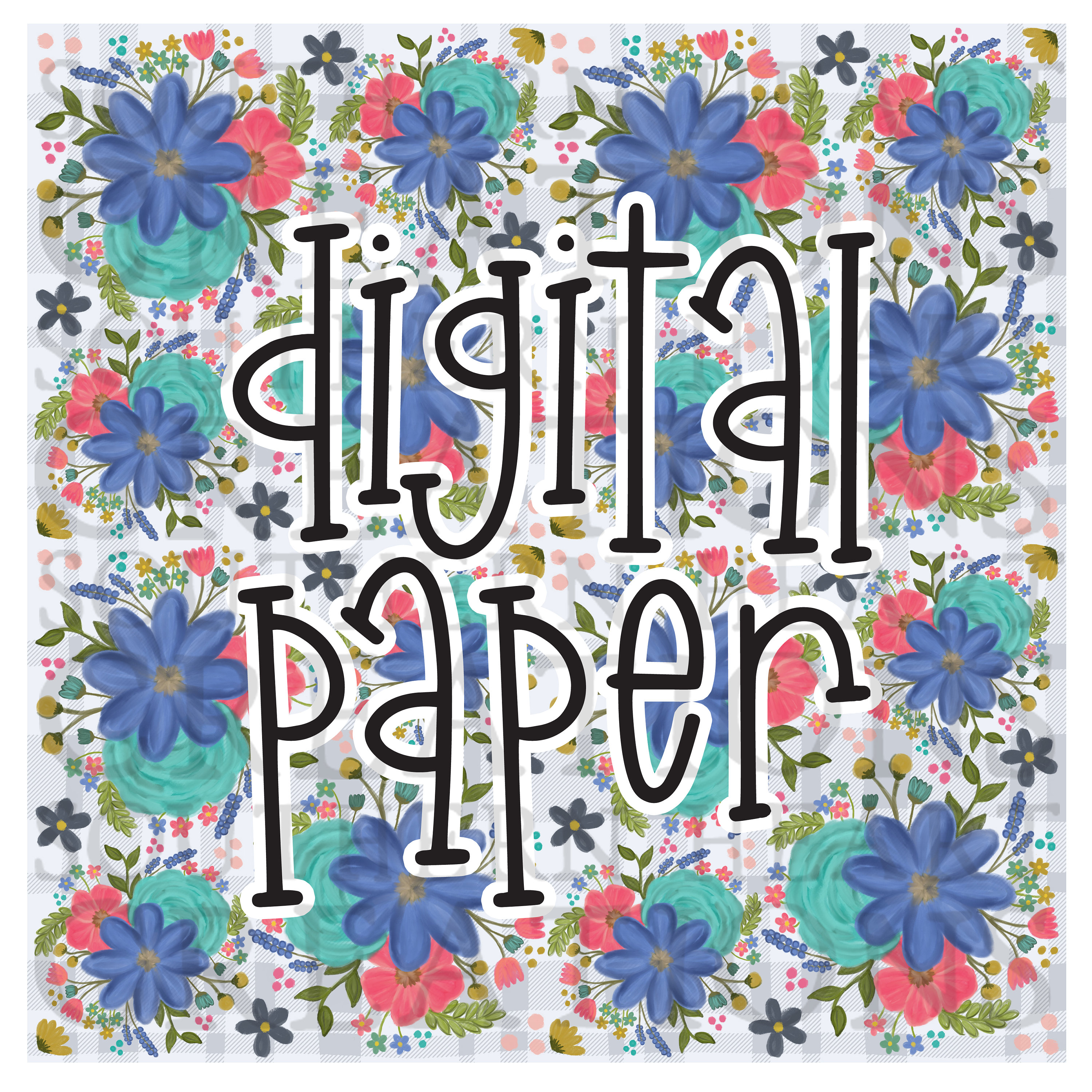 Seamless Hot Pink and Blue Floral Digital Paper PNG Digital Download - Etsy