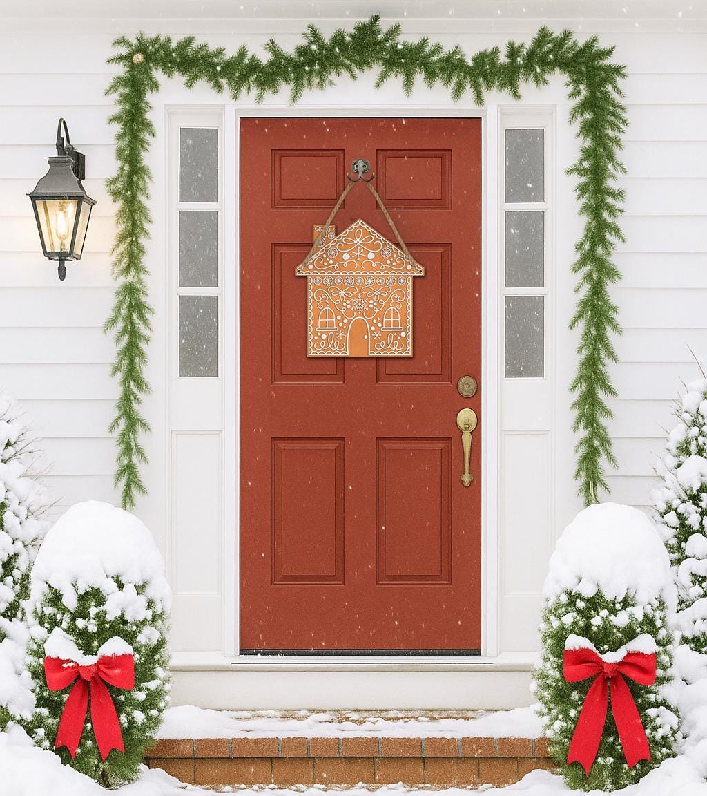 Christmas Gingerbread House Shape Door Hanger and Ornament PNG Digital ...