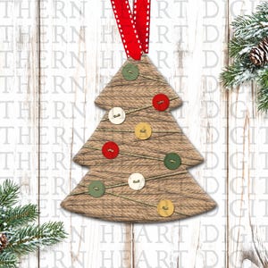 Faux Twine Wrapped Christmas Tree Ornament PNG Digital File