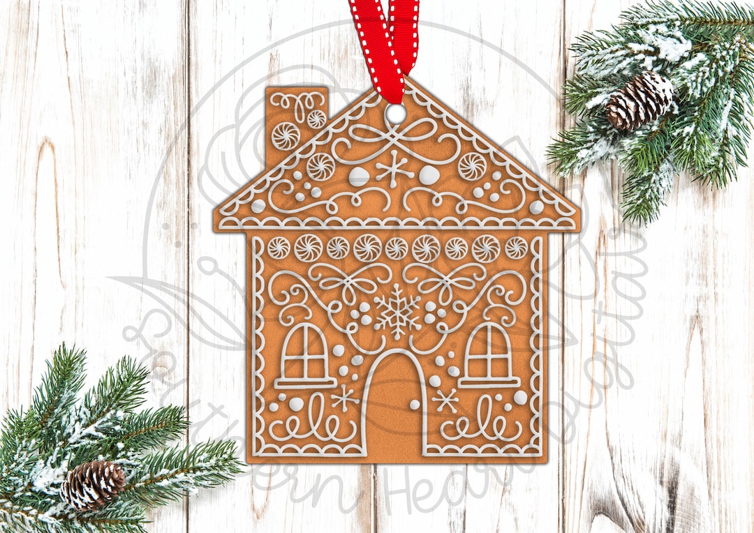 Christmas Gingerbread House Shape Door Hanger and Ornament PNG Digital ...