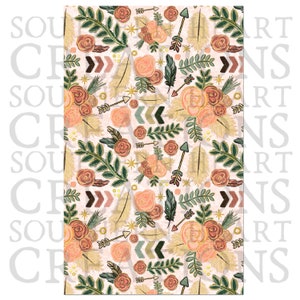Boho Floral Baby Lovey Security Blanket PNG Digital File