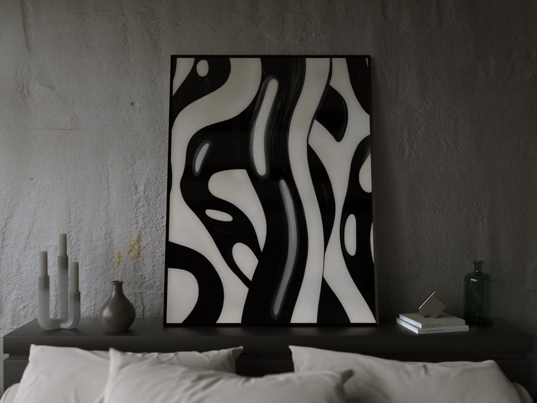 Black and White Abstract Art Print – Modern Brushstroke Wall Decor - Etsy