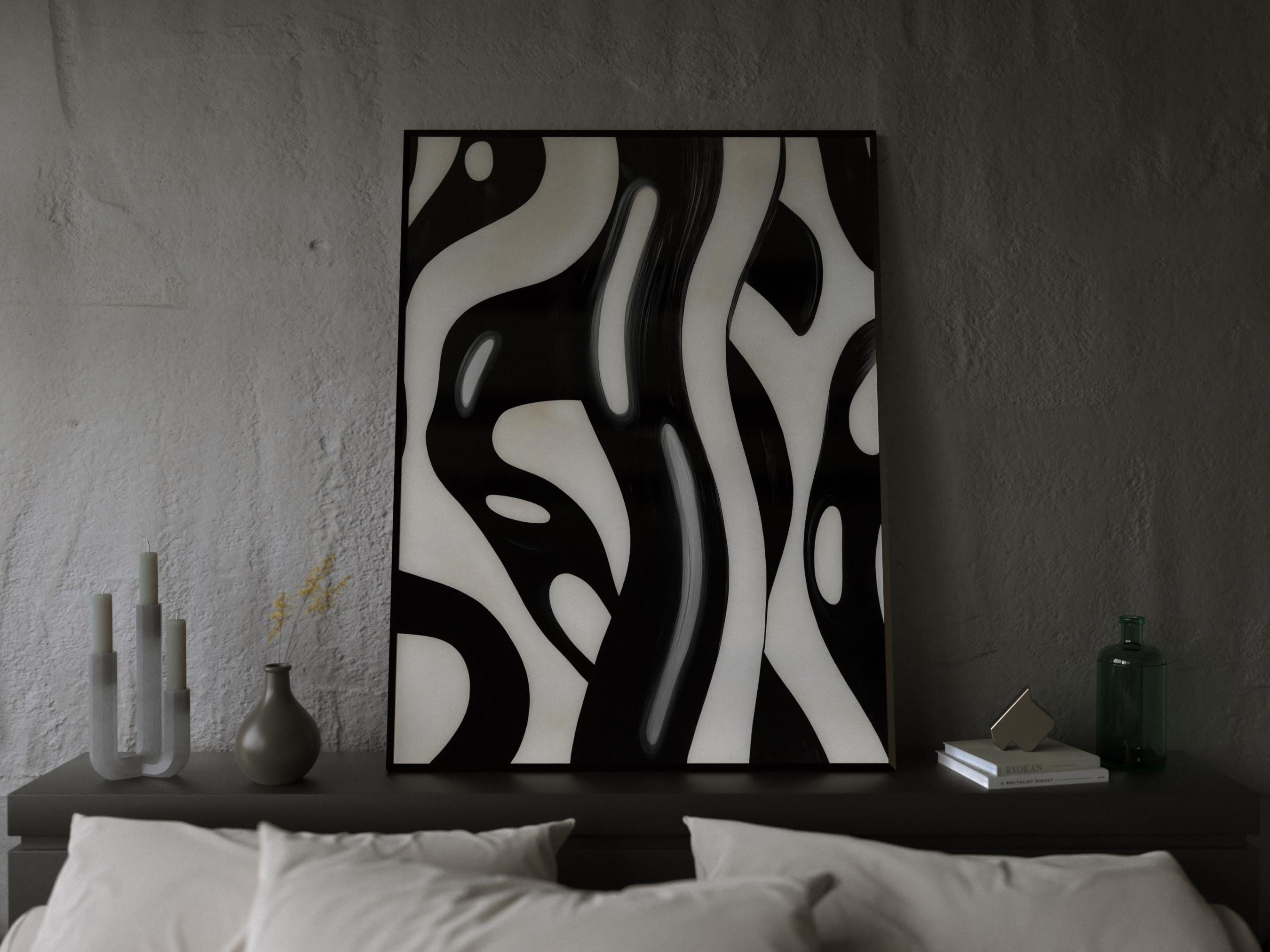 Black and White Abstract Art Print – Modern Brushstroke Wall Decor - Etsy