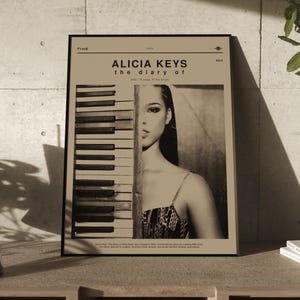 Bereit zum Aufhängen Das Tagebuch von Alicia Keys Wandkunst - R & B Album Cover Druck - Klaviermusik Poster - Premium Rahmen Kunst