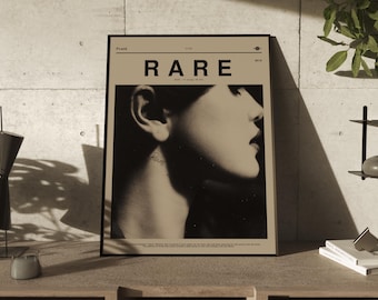 Impresión de la portada del álbum "Rare" de Selena Gomez - Retrato en blanco y negro