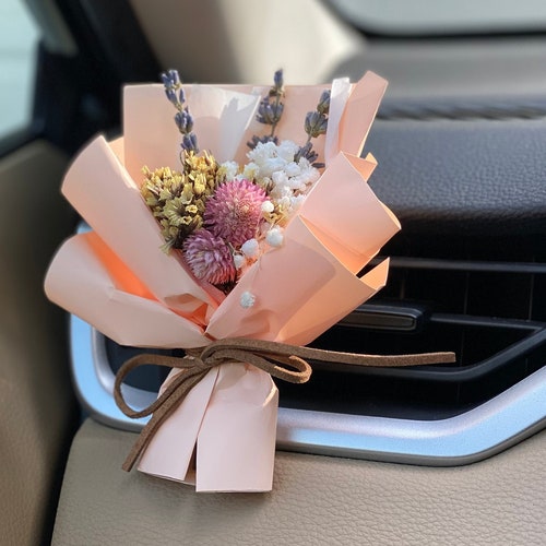 Mini Natural Dried Flower Bouquet Car Freshener Etsy