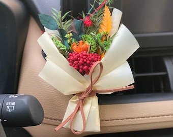 Flower Bouquet for Car Accessories Flower Bouquet For Her Gifts For Her Flower Diffuser for Car Vent Clip Flower Mini Natural Dried Bouquet