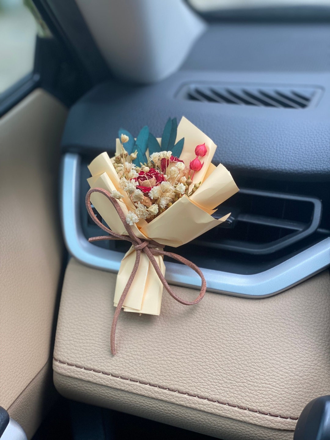 Mini Natural Dried Flower Bouquet Car Freshener Etsy