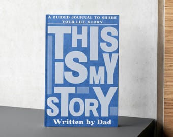 Personalised Guided Journal for Dad | Blue minimalist Cover | Learn about a Father's Story | Father's Day Gift | Soft and Hard Cover Journal