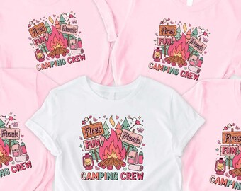 Camping Crew Shirt, Fires Friends Fun Shirt, Camping Shirt, Group Camp Shirt, Adventure Awaits, Camp Life Shirt, Camper Tee, Adventure Shirt