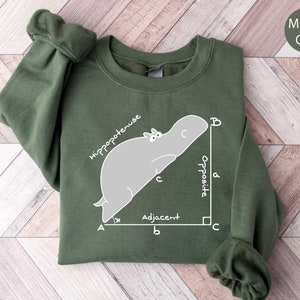 Hippopotenuse Sweatshirt, Gift for Teacher, Funny Math Teacher Sweatshirt, Teacher Sweatshirt, Geometry Teacher Gift, Geometry Nerd Gift