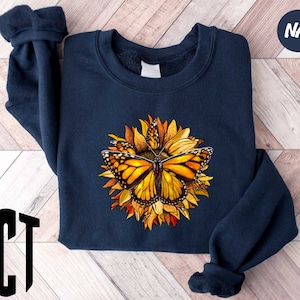 Sunflower Butterfly Sweatshirt, Floral Sweatshirt, Sunflower Shirt, Butterfly Sweatshirt, Floral Butterfly Sweatshirt, Sunflower Lover Gift