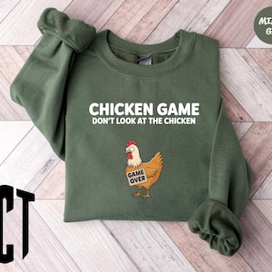 Funny Chicken Game Over Sweatshirt,Chicken Humor Shirt,Chicken Meme Hoodie,Hilarious Chicken Humor Shirt,Humorous Tee For Women and Men
