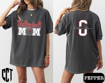 Personalized Volleyball Mom Name and Number T-Shirt, Custom Volleyball Mom Shirt, Game Day Outfit, Volleyball Gift for Women, Sports Mom Tee