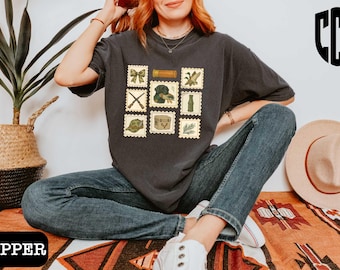 Hunting Camo Bows Comfort Colors T-Shirt, Hunting Stamp Shirt, Duck Hunting Shirt, Hunting Girl Tee, Hunting Lover Gift, Camouflage Bow Tee