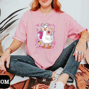 Silly Goose Teacher Comfort Colors® Shirt, Teacher Tee, Back to School T-Shirt, Goose Group Teacher Shirt, Gift for Her, First Day School