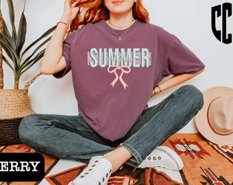 Summer Vibes Shirt,Coquette Girly Summer Shirt,Coquette Bow,Summer Shirts,Summer Vacation Tees,Girls Trip Shirt,Holiday Girls Trip Matching