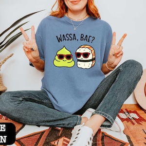Funny Wasabi and Sushi Shirt, Kawaii Food Graphic Tshirt, Cute Food Pun Shirt, Asian Food Shirt, Sushi Lovers Gift, Otaku Shirt, Korean Food