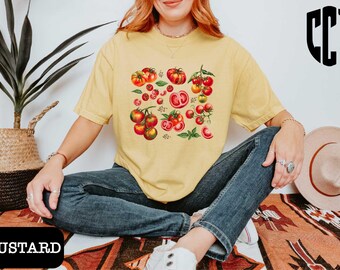 Tomato Comfort Colors T-Shirt, Tomato Girl Shirt, Summer Tee, Fun Garden Shirt, Botanical Sweatshirt, Gift for Foodies, Summer Wear Shirt