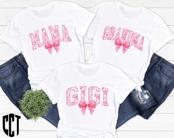 Coquette Mama Shirt,Pink Coquette Bow Shirt,Pink Toile Bow Mama,Mothers Day Gifts,Grandma Shirt,Gift for Mama,Gift for Her,Pink Toile Bow