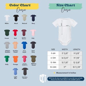 a baby bodysuit with different colors and sizes