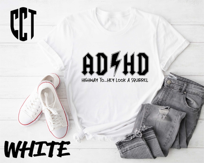 a t - shirt with the words adhd on it