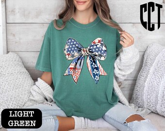 Coquette Bow 4th of July Shirt,Coquette USA Flag Shirt,American Tees,Girly Coquette Tee,4th of July,USA Independence Day Gift,Patriotic Mama