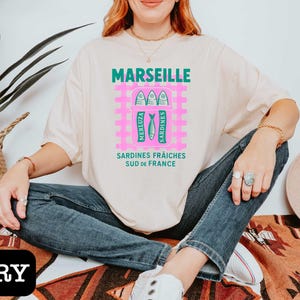 Marseille Sardines Shirt, Sardine Shirt, Fisherman Aesthetic, Girl France Summer Ocean Inspired Style Vintage Coastal Style,French Aesthetic