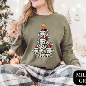 Elephants Christmas Tree Sweatshirt,Merry Christmas,Elephant Shirt,Christmas Animals Tee,Elephant Lover Shirt,Christmas Gifts,Animal Xmas