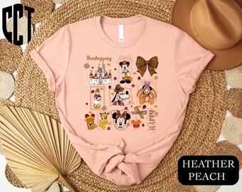 Mickey And Friends Happy Thanksgiving T-Shirt, Disney Shirt, Thanksgiving T-Shirt, Happy Thanksgiving Shirt, Gift for Her, Family Dinner Tee
