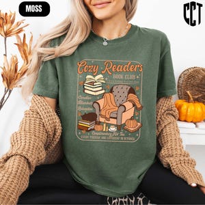 Comfort Colors Cozy Cabin Reading Retreat T-Shirt, Fall Vibes Tee, Autumn Cozy Readers Shirt, Gift For Book Lover, Book Club, Reading Season