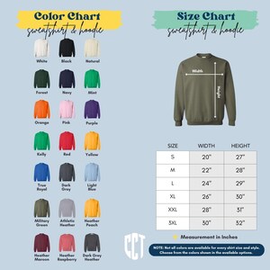 a chart showing the size of a sweatshirt