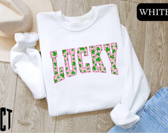 Shamrock Lucky Sweatshirt,Lucky St Patrick's Day Shirt,St Pattys Lucky Shirt,Lucky Girl Shirt,Womens St Patricks Day,Irish Shamrock Lucky